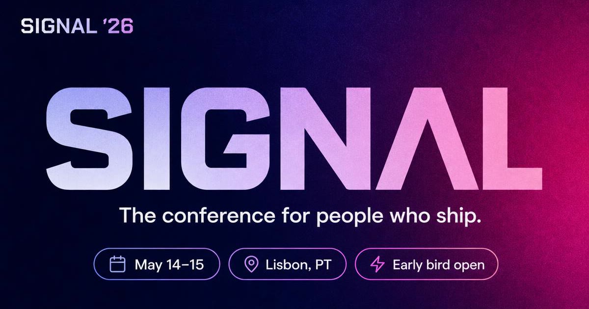 Luma-style event landing page with vibrant gradient, event name, date, city and Register CTA