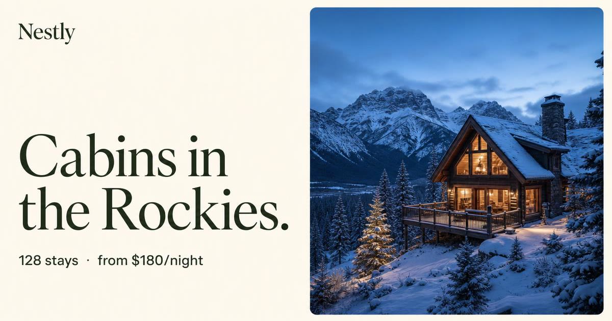 Airbnb-style category browse grid with 6 listing thumbnails