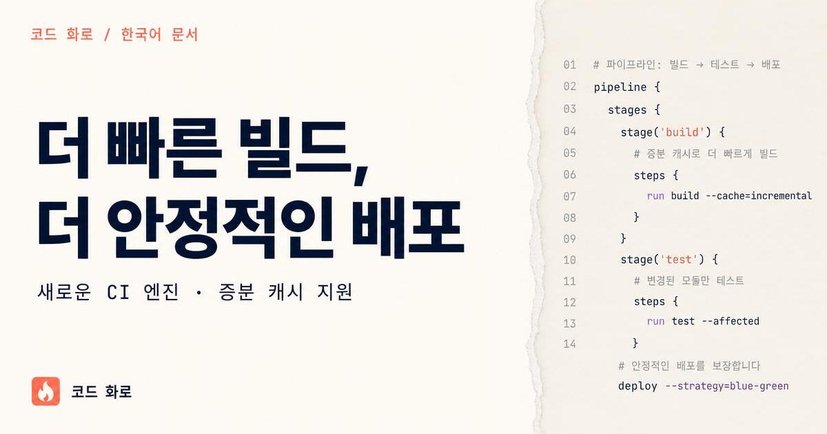 Korean devtool docs card — 코드 화로 CI page