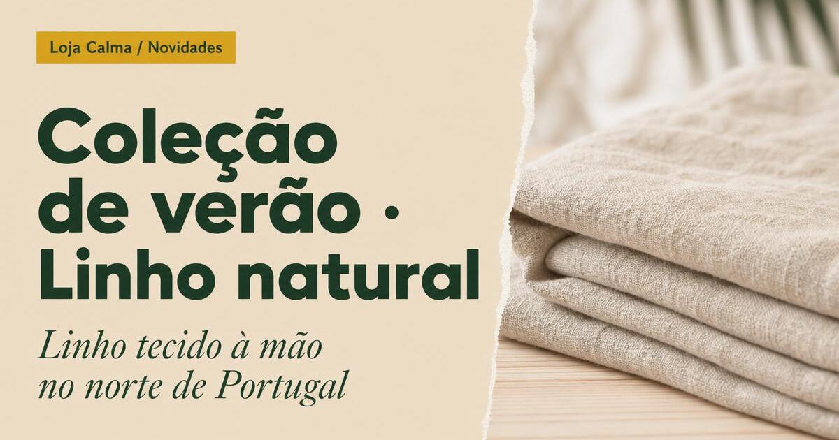 Brazilian e-commerce campaign card — Loja Calma summer linen