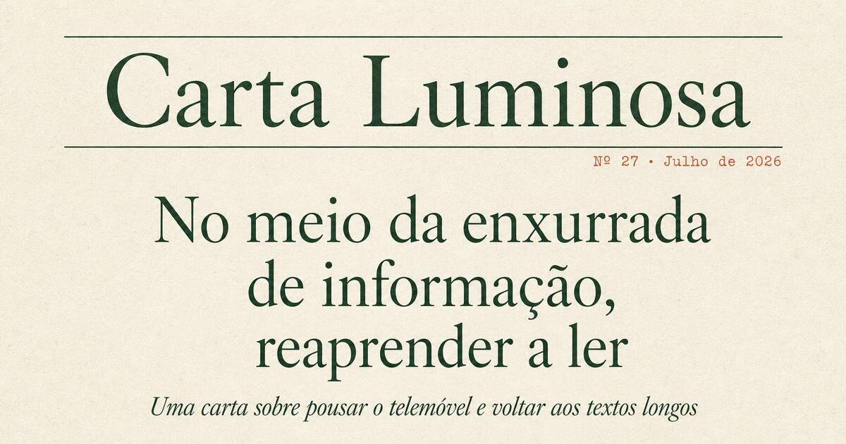 Portuguese editorial newsletter card — Carta Luminosa masthead