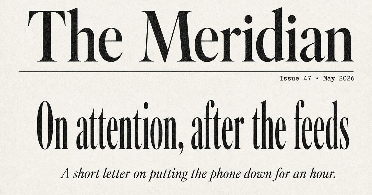 Newsletter issue Open Graph card — tall serif headline with masthead and issue number kicker
