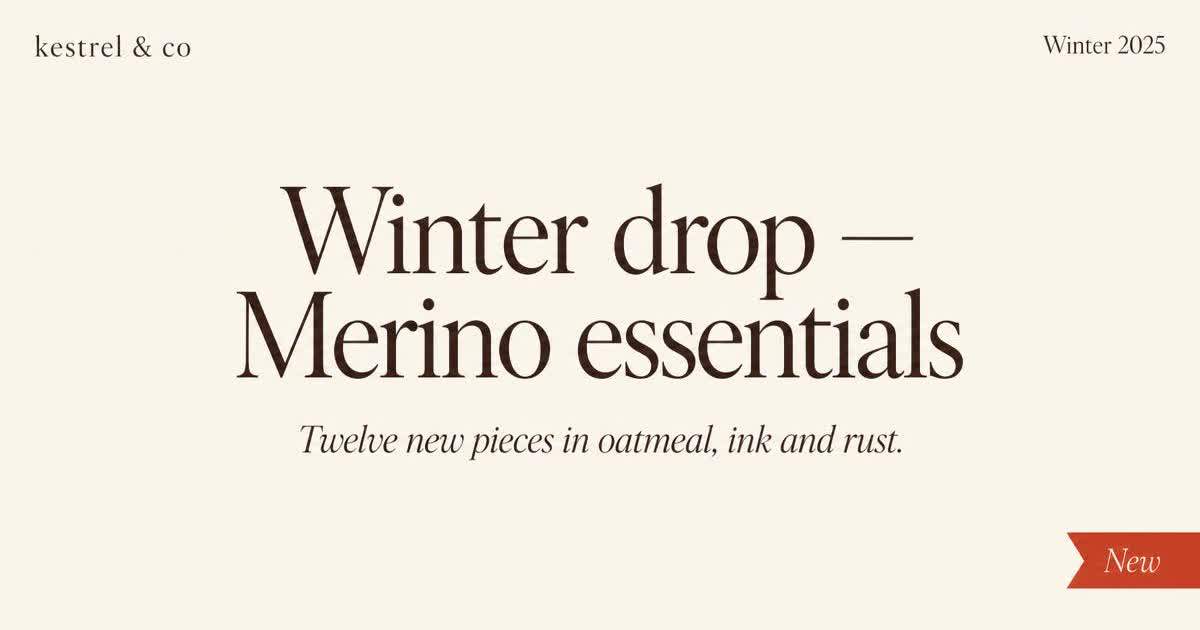 E-commerce store update Open Graph card — season tag with serif headline