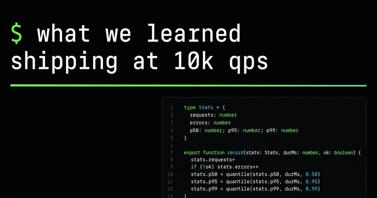 Terminal engineering blog Open Graph card — mono headline with code snippet accent