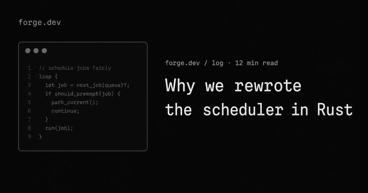 Engineering blog Open Graph card — monospace headline with terminal frame and code snippet